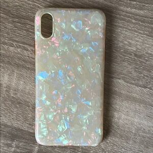 Cream Glittery iPhone XR Case with Iridescent Finish